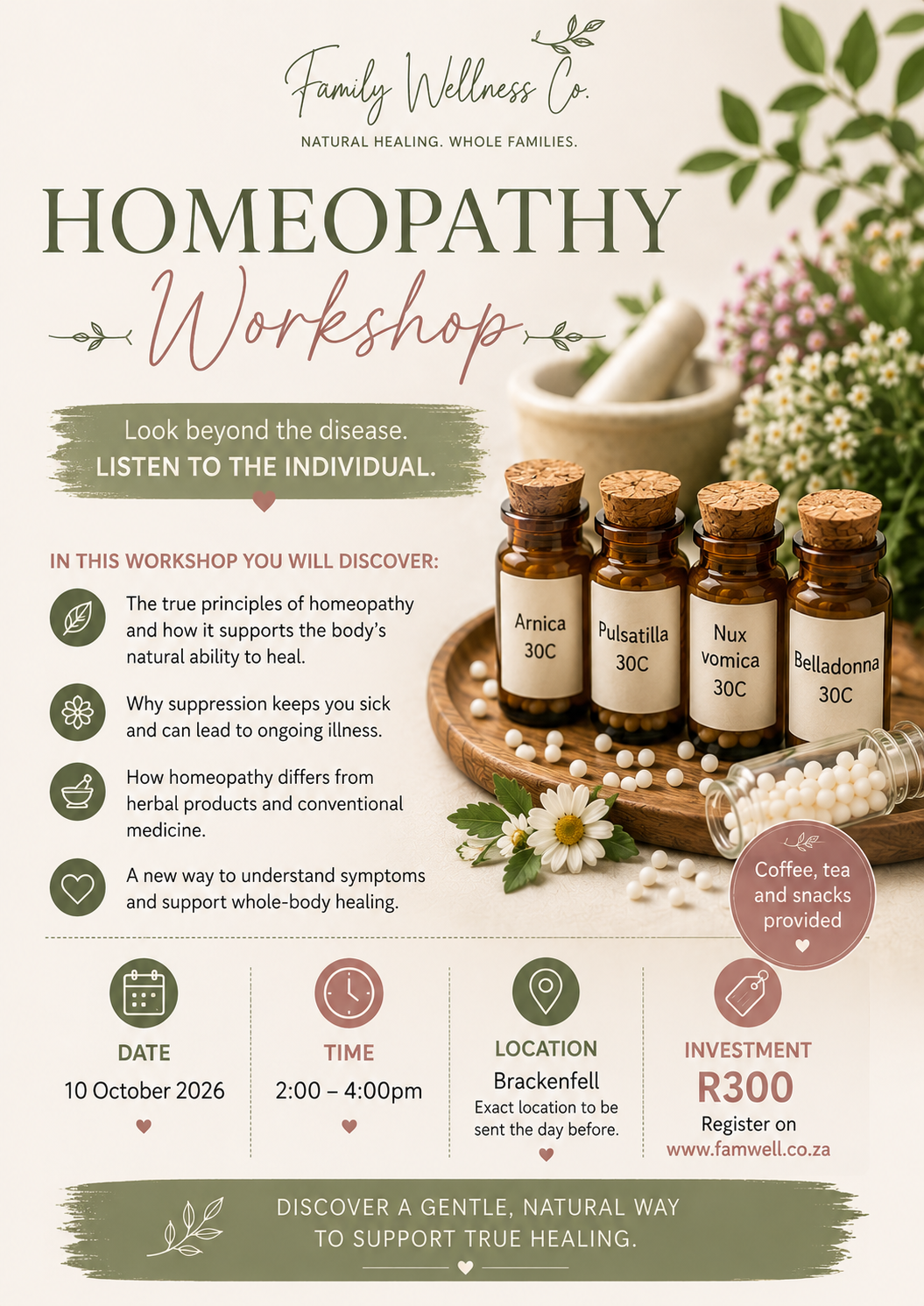 10th October Homeopathy Workshop: Understanding Your Family's Natural Journey