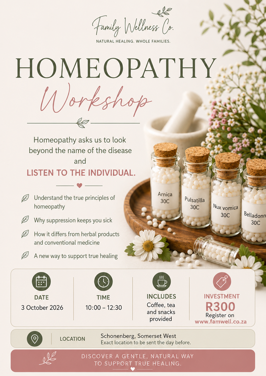 3rd October Homeopathy Workshop: Understanding Your Family’s Natural Healing Journey